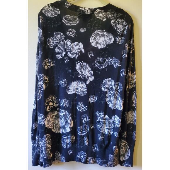 Prabal Gurung Womens M Black & White Floral Print V Neck Button Cardigan Cotton - Picture 10 of 11